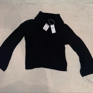 NWT Splendid black knit turtleneck sweater with bell sleeves size small